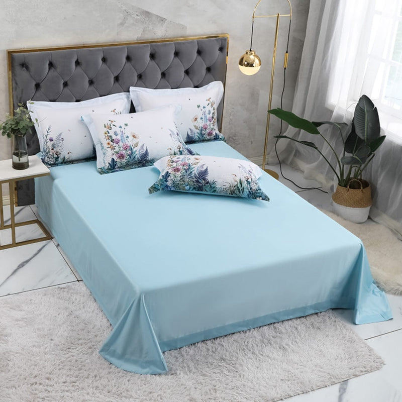 Flowers Print Duvet Cover Set Off White (Egyptian Cotton)