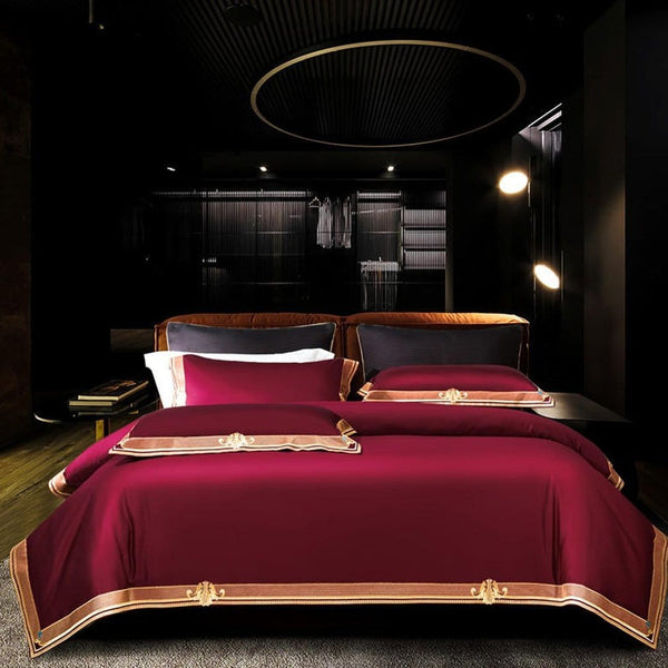 Merlot Luxury Embroidered Duvet Cover Set
