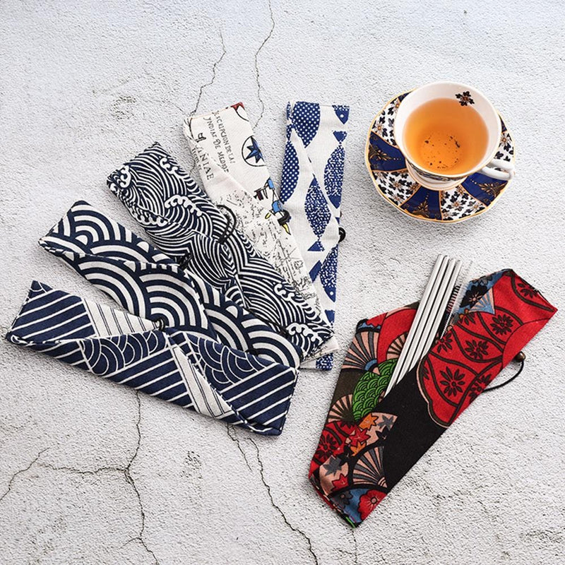 Portable Flatware Set with Metal Straw