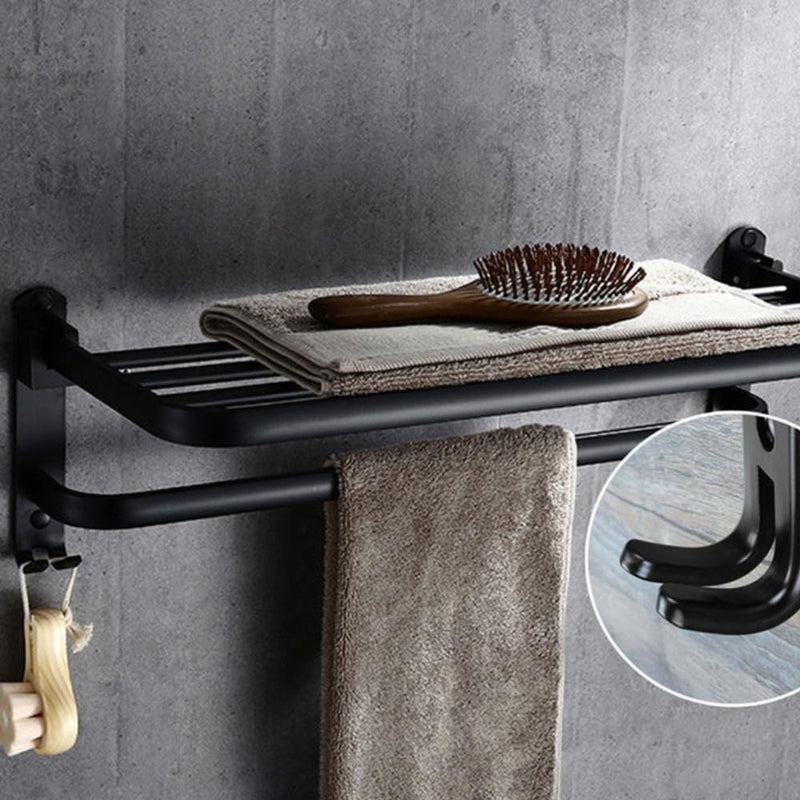 Matte Black Foldable Towel Rack