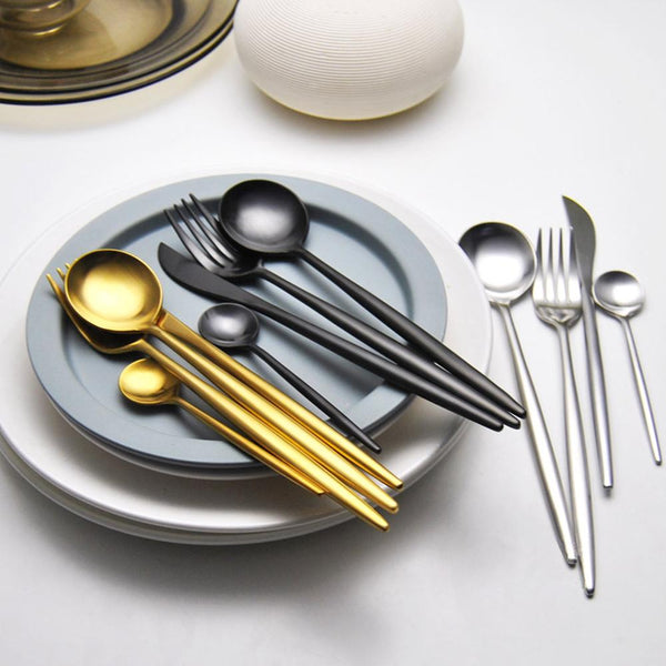 Premium Black Gold Flatware Set