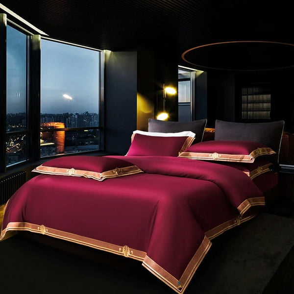 Merlot Luxury Embroidered Duvet Cover Set