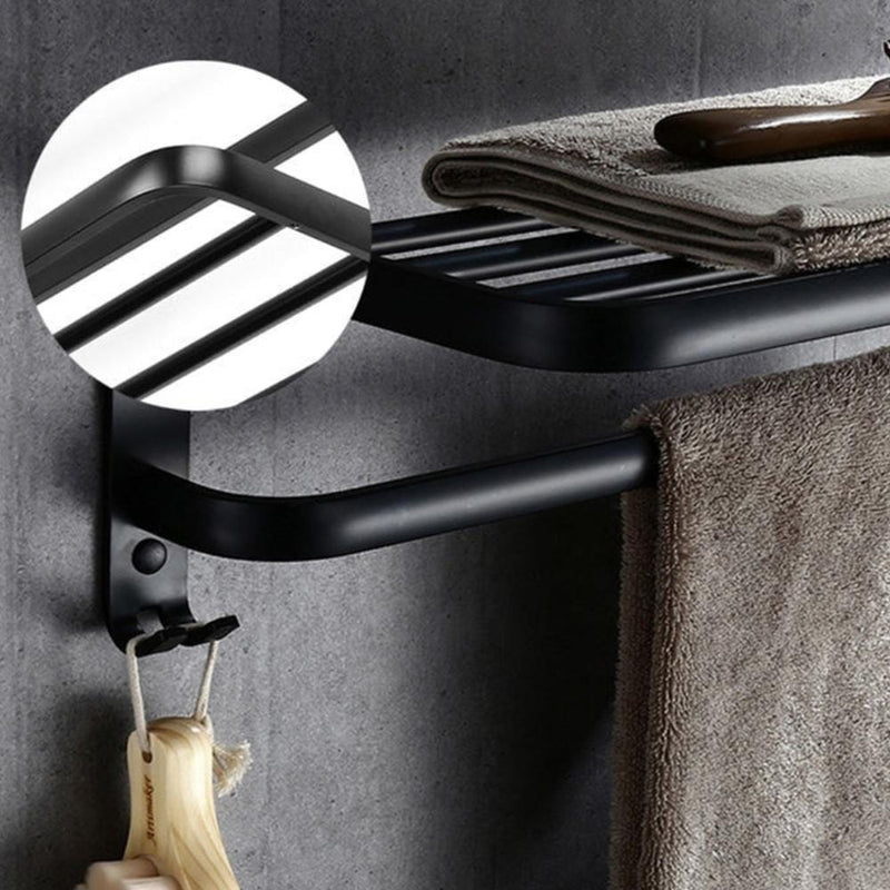 Matte Black Foldable Towel Rack