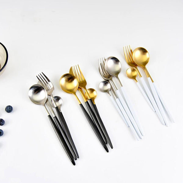 Premium Black Gold Flatware Set