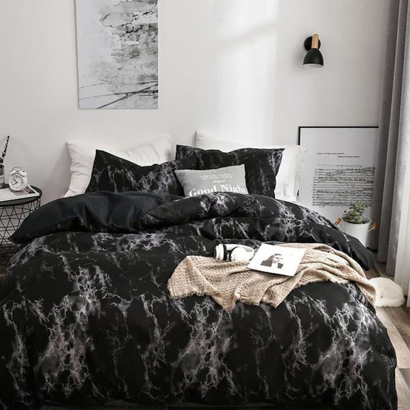 Black Marble Duvet Cover Set