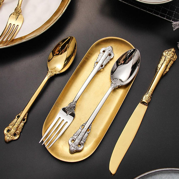 Premium Gold & Silver Flatware Set
