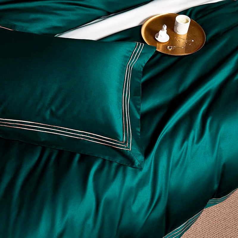 Marina Deep Green Duvet Cover & Sheet Set | 100% Giza Egyptian Cotton