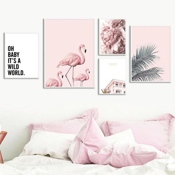Flamingo Flower Wall Art