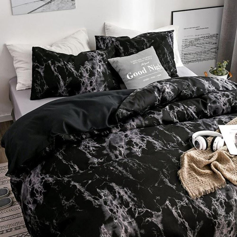 Black Marble Duvet Cover Set