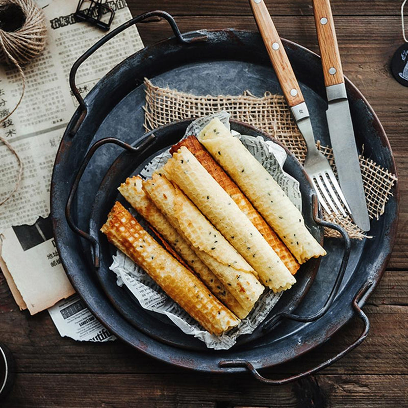 Rustic Round Metal Serving Tray