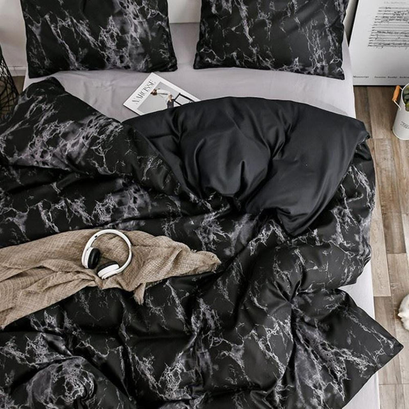 Black Marble Duvet Cover Set