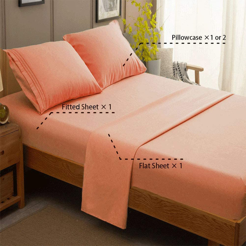 Coral Egyptian Micro Fiber Sheet 1800TC