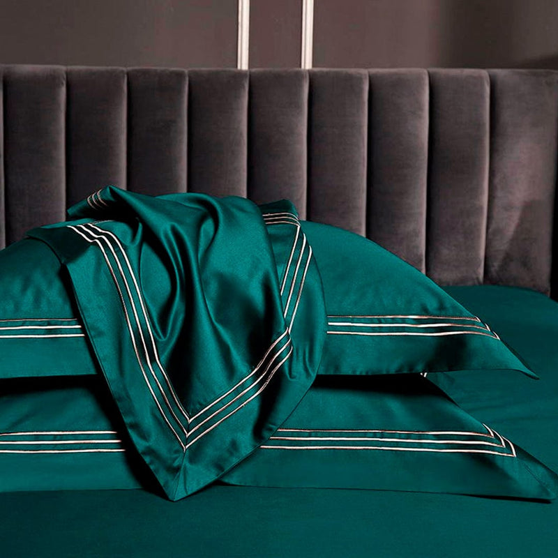 Marina Deep Green Duvet Cover & Sheet Set | 100% Giza Egyptian Cotton