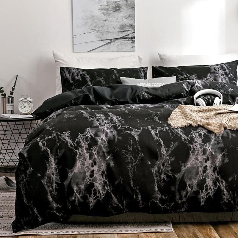 Black Marble Duvet Cover Set