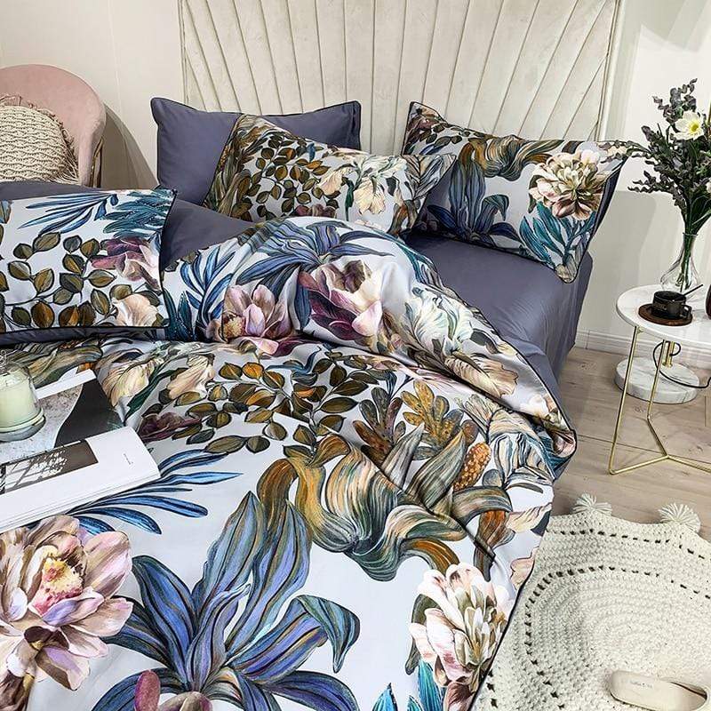 Tropical Leaves Duvet Cover & Sheet Set (Egyptian Cotton)