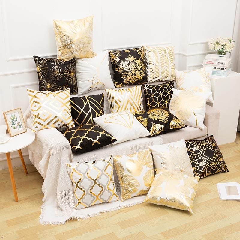 Gold Print Pillow Cover