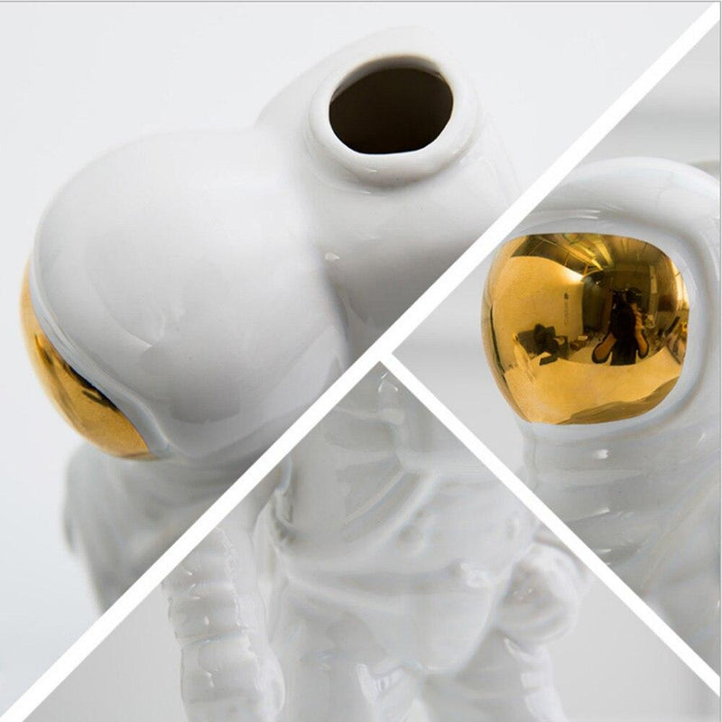 White Gold Astronaut Vase