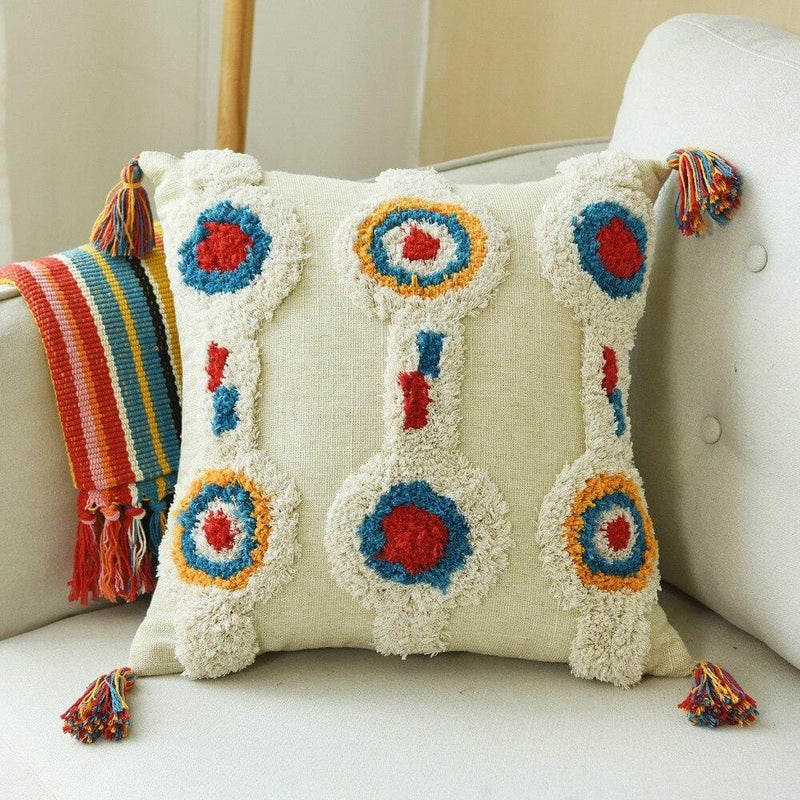 Moroccan Boho Tassel Throw Pillow Cover