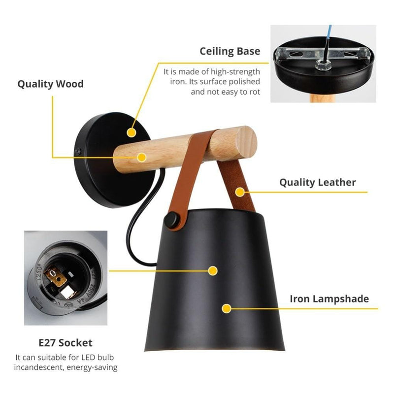 Nordic Wood & Leather Sconce