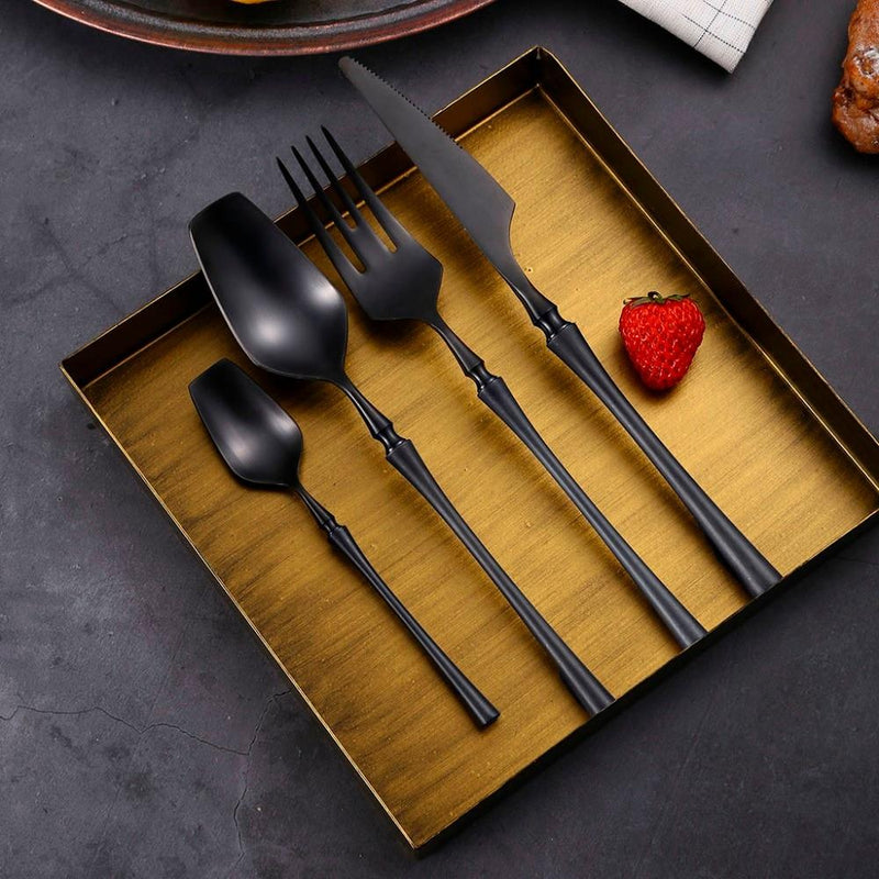 Premium Matte Black Western Style Flatware Set