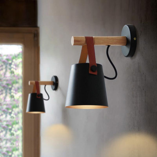 Nordic Wood & Leather Sconce