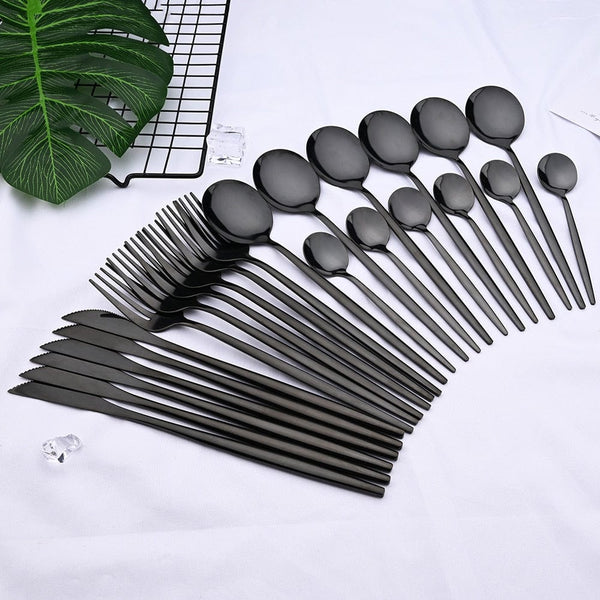 24pcs Black Western Dinnerware Set