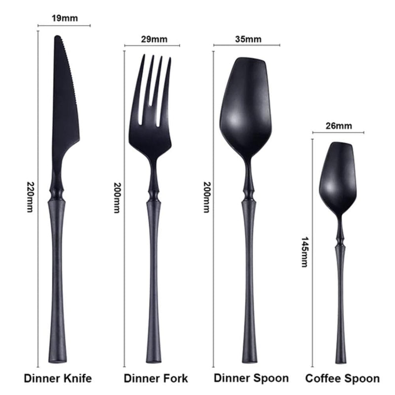 Premium Matte Black Western Style Flatware Set