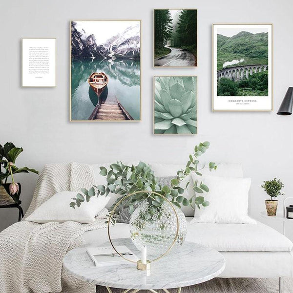 Scandinavian Boat Lake Canvas Art
